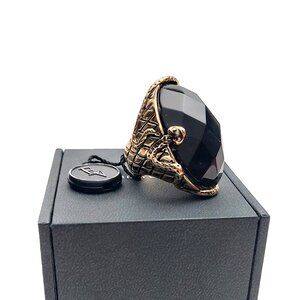 18k Gold Plated Womens Fashion Onyx Ring (0073)
